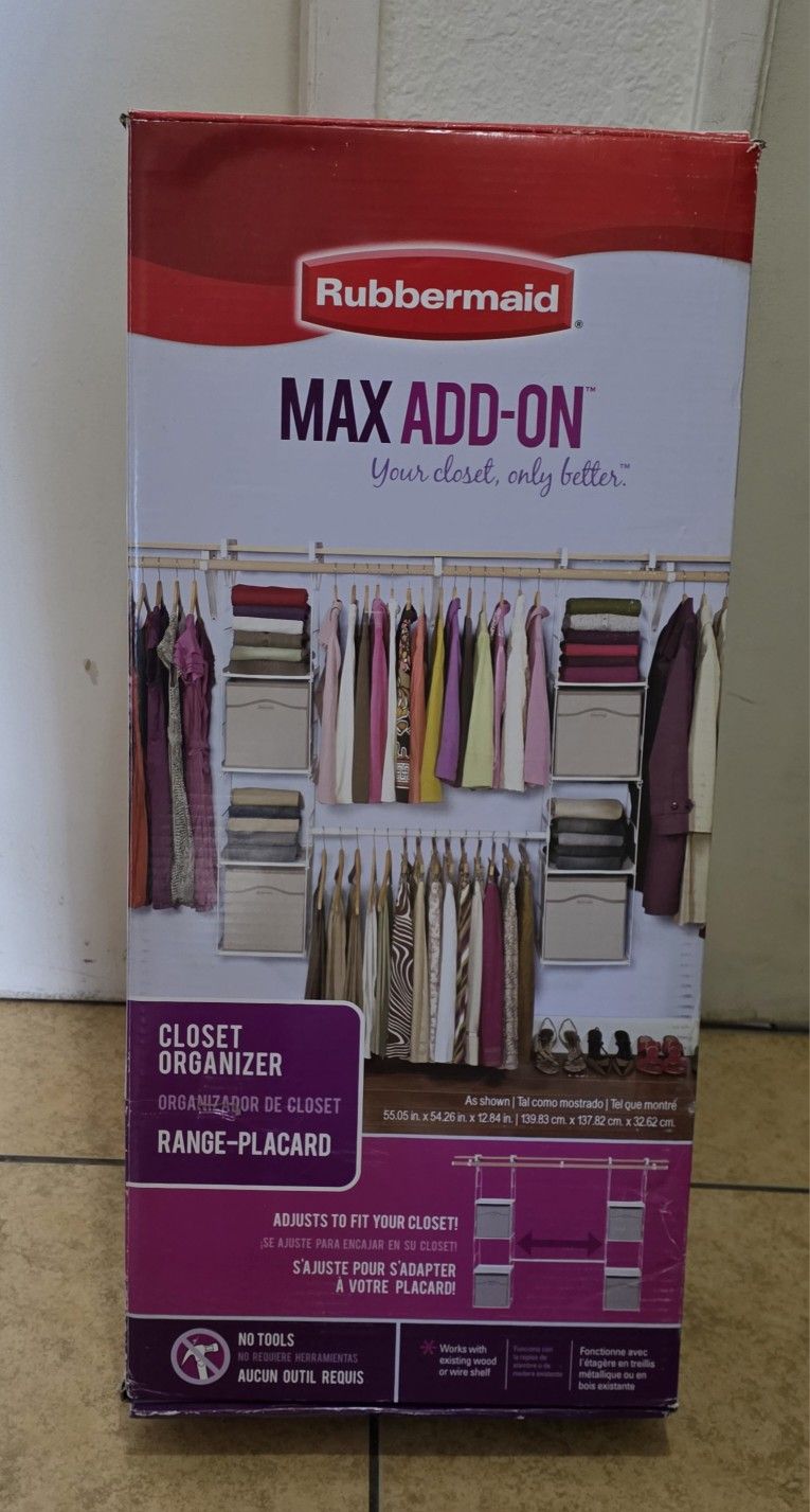 Rubbermaid Max add-on closet organizer.