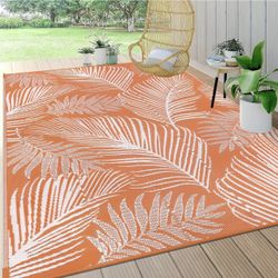 Pauwer Waterproof Outdoor Rug 6x9, Reversible Plastic Straw