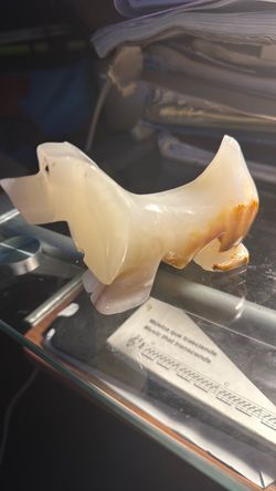 Carved Polished Stone Dog Figurine – Approx. 4” Tall