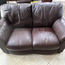 Natuzzi Brown Leather Couch 