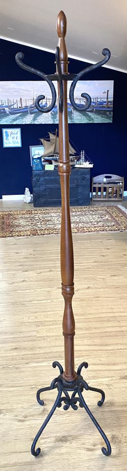 Walnut & Iron Hall Tree Coat Rack 70” tall