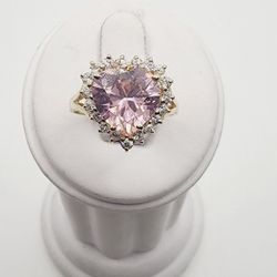 10k Gold Pink And White Topaz Ring