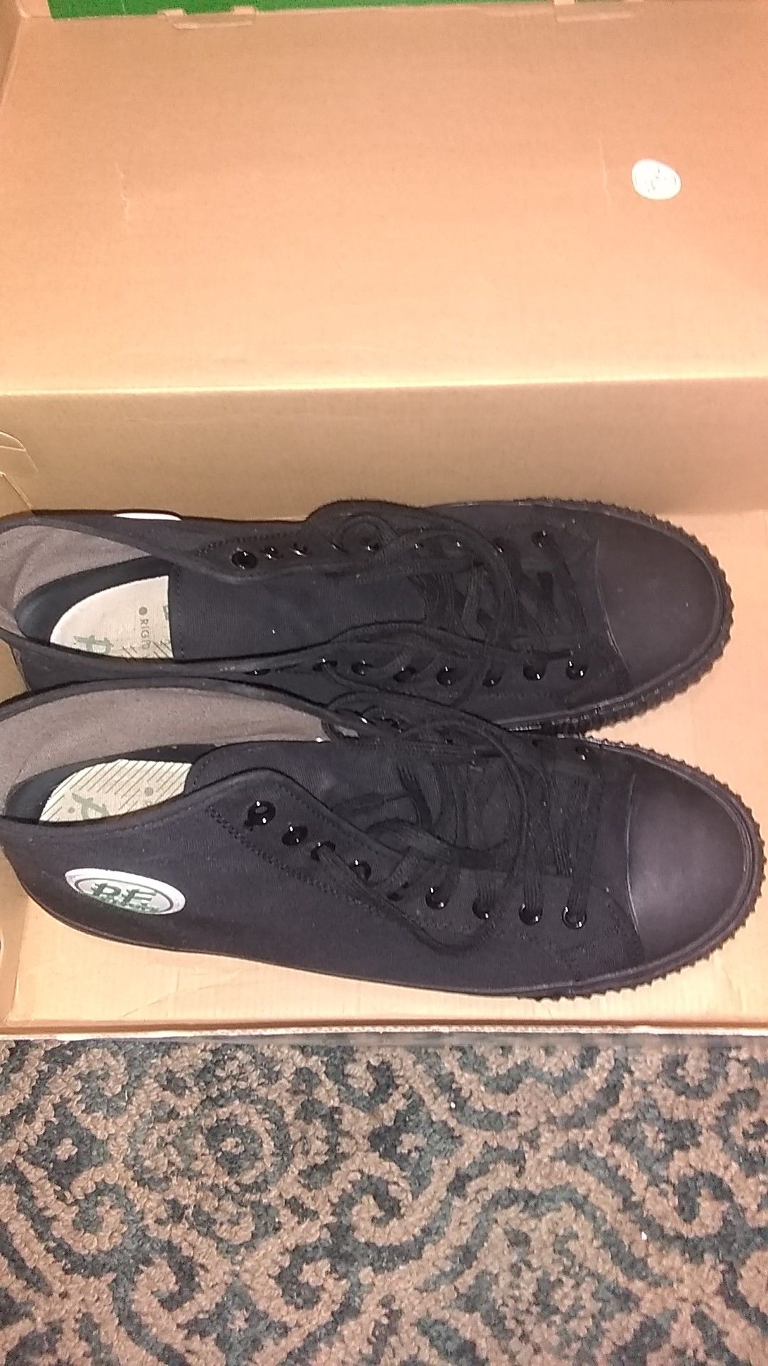 Size 13 Nonslip Work shoes. PF flyers High top Chuck edition. All Black!!