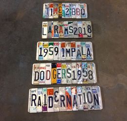Custom license plate signs -Dodgers Lakers Raiders