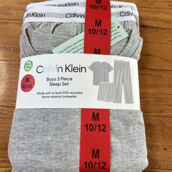 NWT Calvin Klein boys 3pcs pajamas set Size M 10/12
