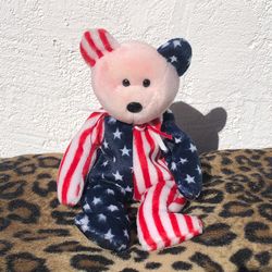 Original TY Beanie Baby *SPANGLE PiNK* No Tag - 1999 4th of July USA Patriot (Silver Lake)