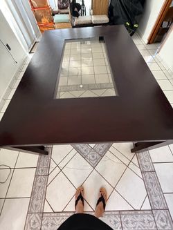 dining Room Table 80 x 56 wood with glass center