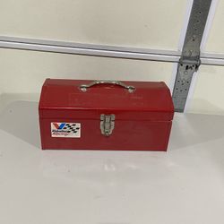 Red Metal Tool Box With Tray
