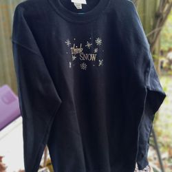Snowflake Black Long Sleeve Sweatshirt 