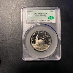 1986-S CAC Liberty Half-Dollar Proof 68 Deep CAM Commemorative 50c Coin