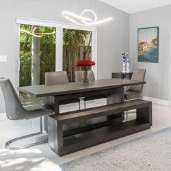 Wood Table With Bench And 4 Chairs 