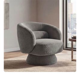 Gray Boucle Swivel Accent Chair