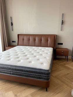 BED LEATHER SET + 2 BESIDE TABLES+MATTRESS