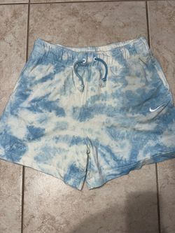 Nike Sportswear Blue White Tie Dye Fleece Lounge Shorts Women’s Medium