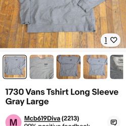 1730 Vans Tshirt Long Sleeve Gray Large