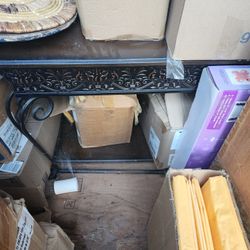 Woodent Side Table.  Metal Legs