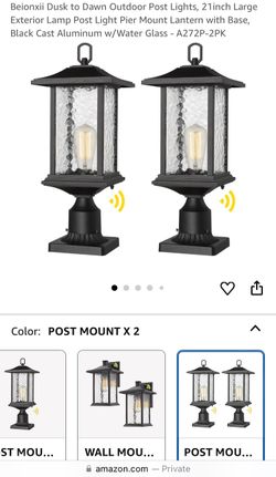 Outdoor Post Lights, 21inch Large Exterior Lamp Post Light Pier Mount Lantern with Base