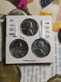 3) Coin Flip Of 1943 P D S Steel Pennys For Sale