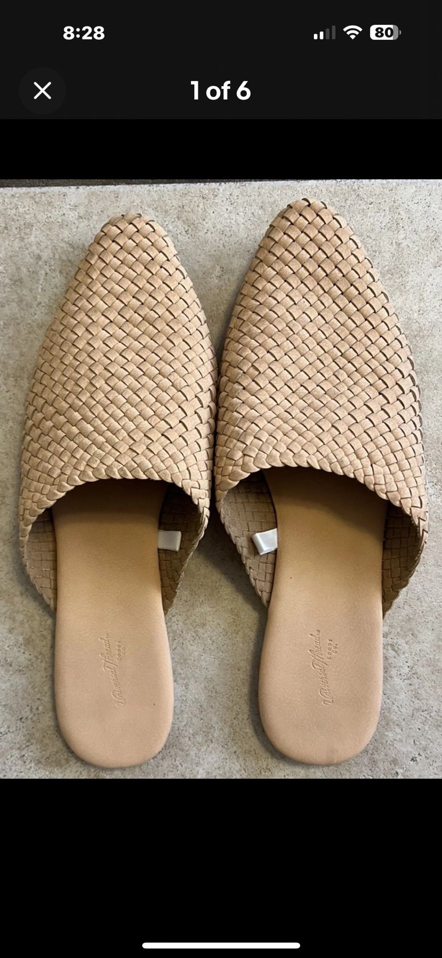 Universal Thread Women's Elora Mule Flats Size 11 Cream / Beige