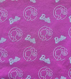 Fa-37 Cotton Hot Pink Fabric With Barbie Logo/ Barbies Name
