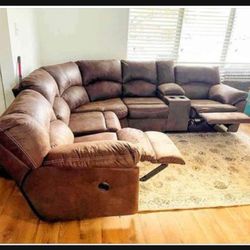 Ashley Faux Brown Leather Reclining Contemporary Couch Sectional👉 Living Room Set 👍 Brand New 💥 Delivery Available ✅