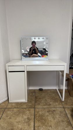 Desk and mirror