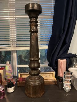 Tall Rustic Wood Candlestick 
