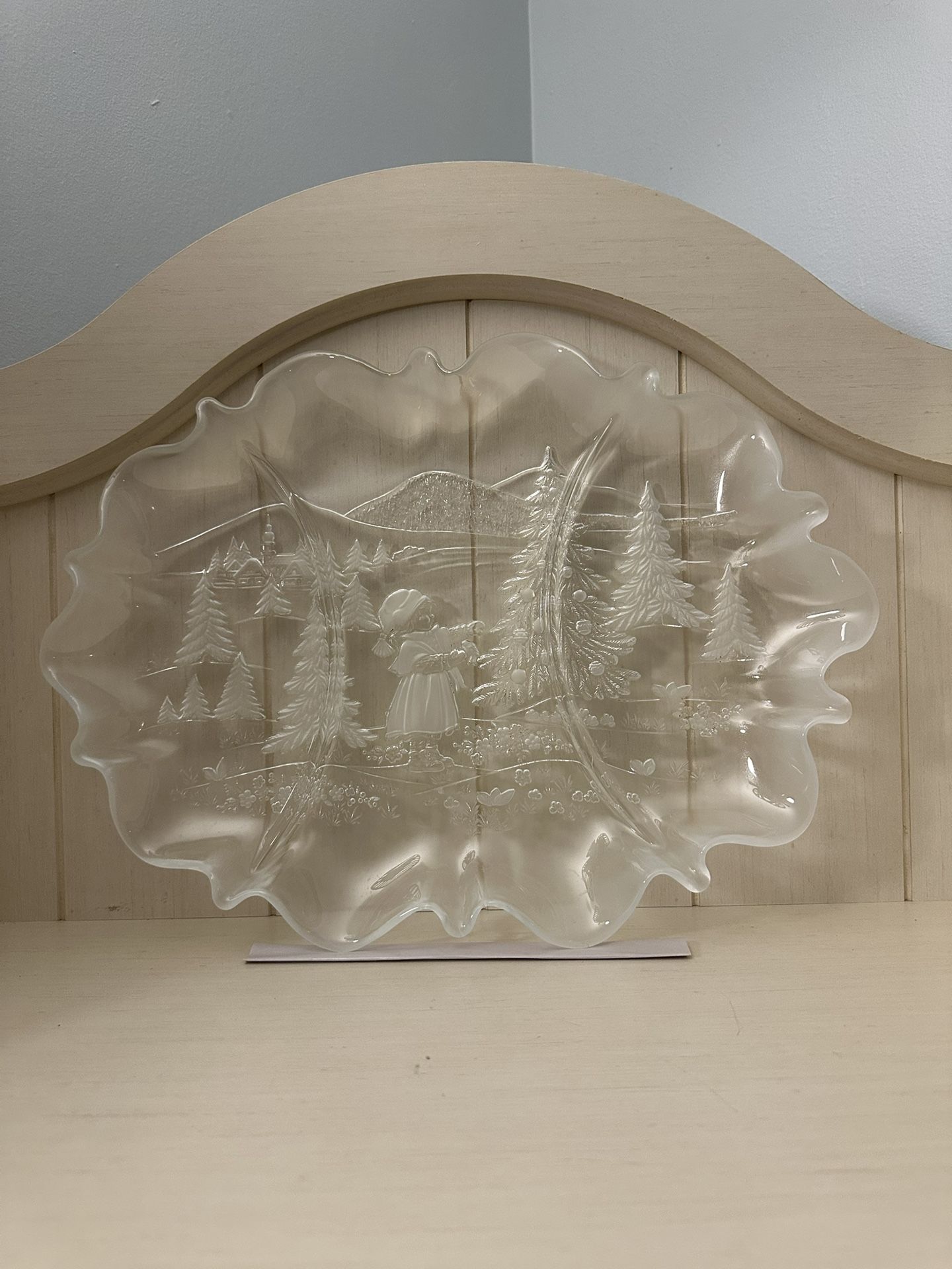 Mikasa Crystal Frosted Christmas Serving Platter