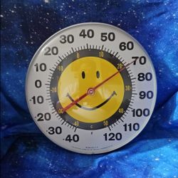 Smiley Face Wall Thermometer - Yellow and Black