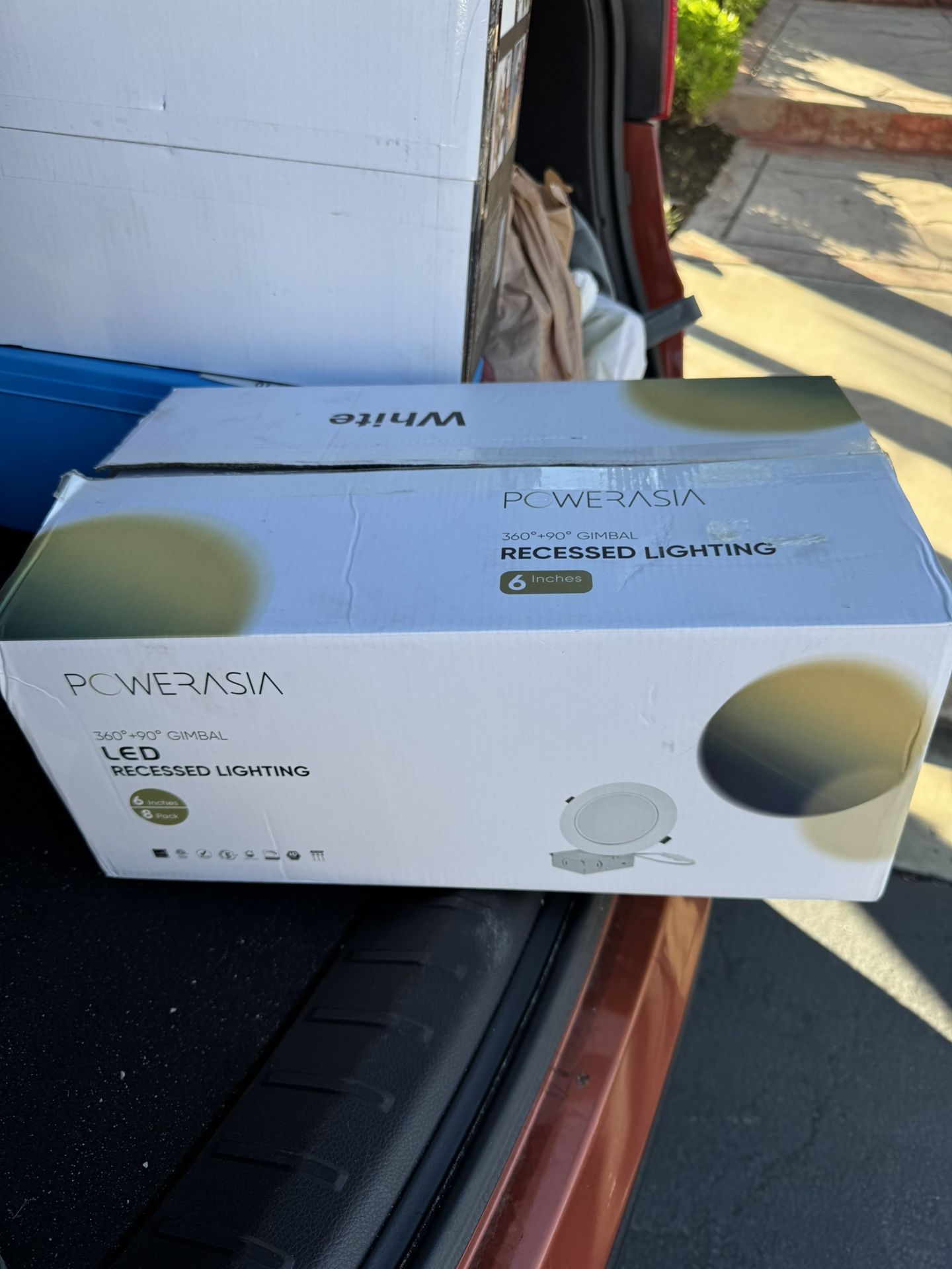 Powerasia 360o+90o GMBAL Led Recessed lighting 5CCT color 6inch x8 pack New just open box