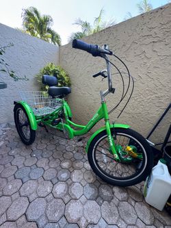 Adult tricycle with basket.