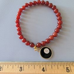 6mm Carnelian 8 Ball Bracelet