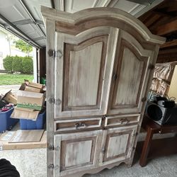 Large Rustic Painted Cabinet – Arched Top – 80”x51”x25”