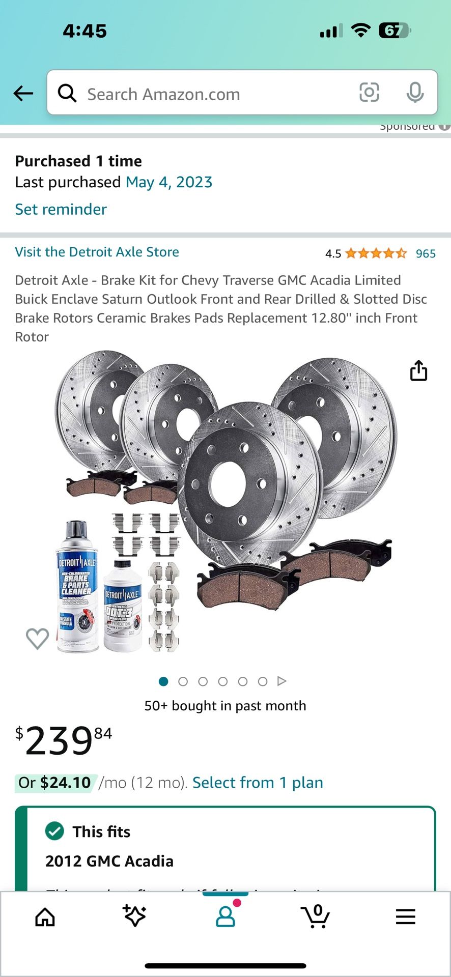 Break Kit 2012 GMC Acadia 