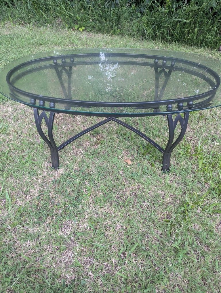 Coffee Table , Glass With Metal Frame, Like New