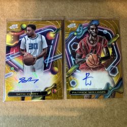 2 Card Gold /50 Autographed Lot Sale. Seth Curry and Patrick Williams