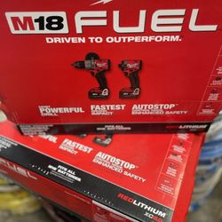Milwaukee New Kit Fuel Brushless 18M 4th Generation Hammer Drill And Impact Batteries 5ah And Charger $360 Each Kit
