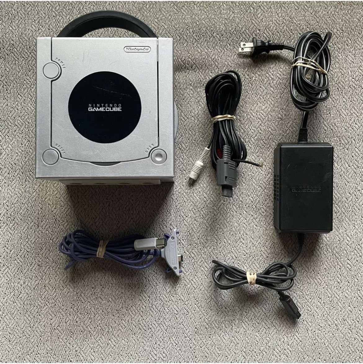 Nintendo Gamecube Silver Chrome Console, Power Cord, Working Tested