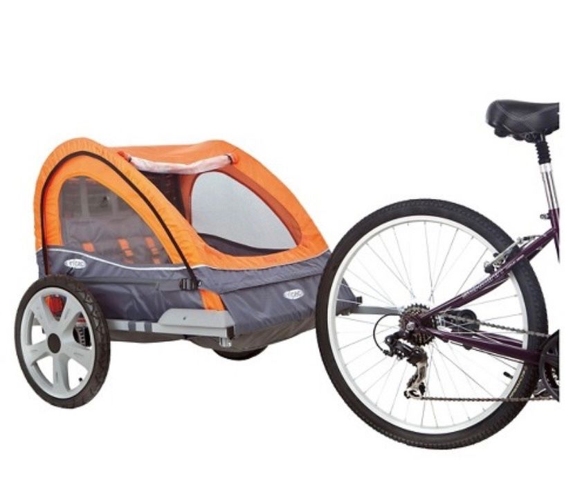 Instep Quick N EZ Double Tow Behind Bike Trailer Converts to Jogger Stroller Bikes Cycling