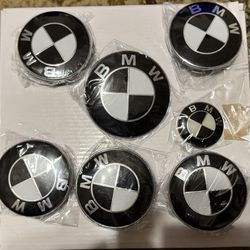 BMW  7 Piece Center Cap Badge Emblem Set New 