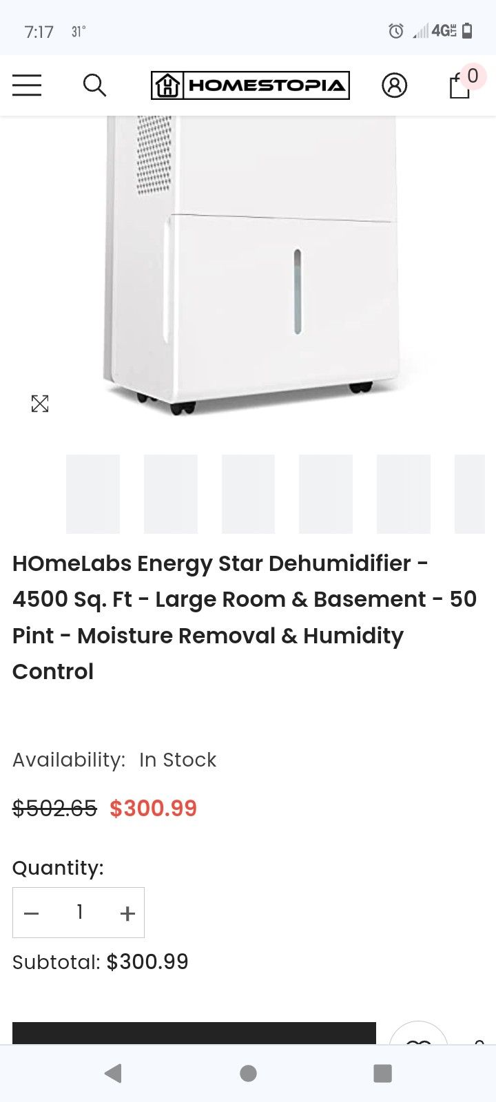 Gently Used, White, Home labs Brand  Dehumidifier .