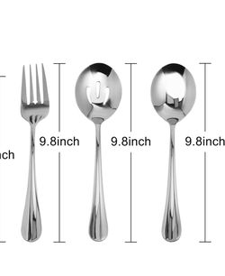 Serving Spoons x2 Serving Forks x2 Serving Serving Utensils x 2 Dishwasher Safe (9-9.8Inch-Serving Set-6 pcs )