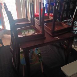 Brown Dining Table 4 Chairs 