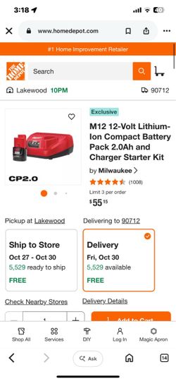 Milwaukee M12 2.0Ah Battery and Charger Kit