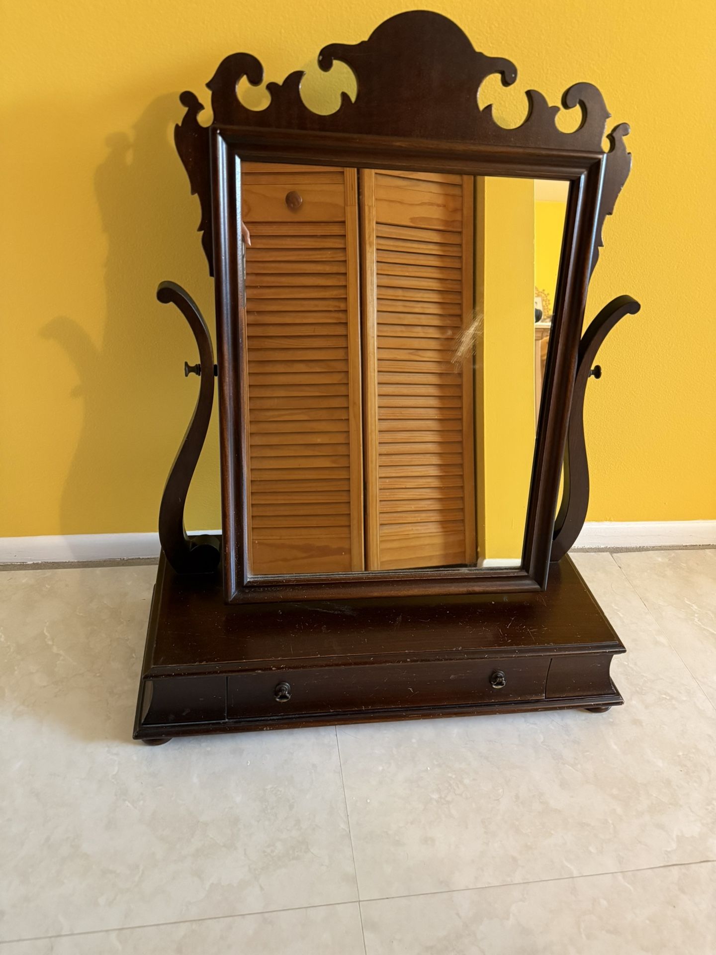 Antique Shaving Mirror With Drawer