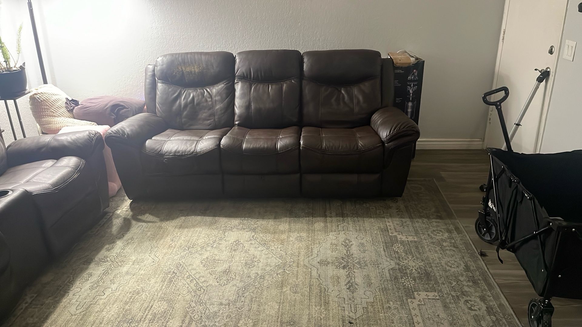 Brown Leather Couch 