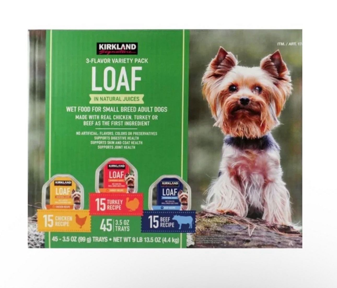 Kirkland Signature Loaf Wet Dog Food, Variety Pack, 3.5 Ounce (Pack of 45)