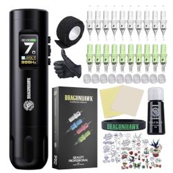 Dragonhawk X7 Tattoo Gun Kit Pen Machine Wireless Rotary Complete Tattoo Kit