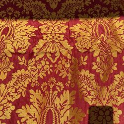 Ultra Luxurious Damask Upholstery Or Drapery Fabric With Subtle Gingham