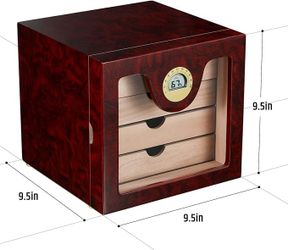 Cigar Humidor Cabinet for 50-100 Cigars with Humidifier and Hygrometer, Spanish Cedar Lined Trays and Dividers